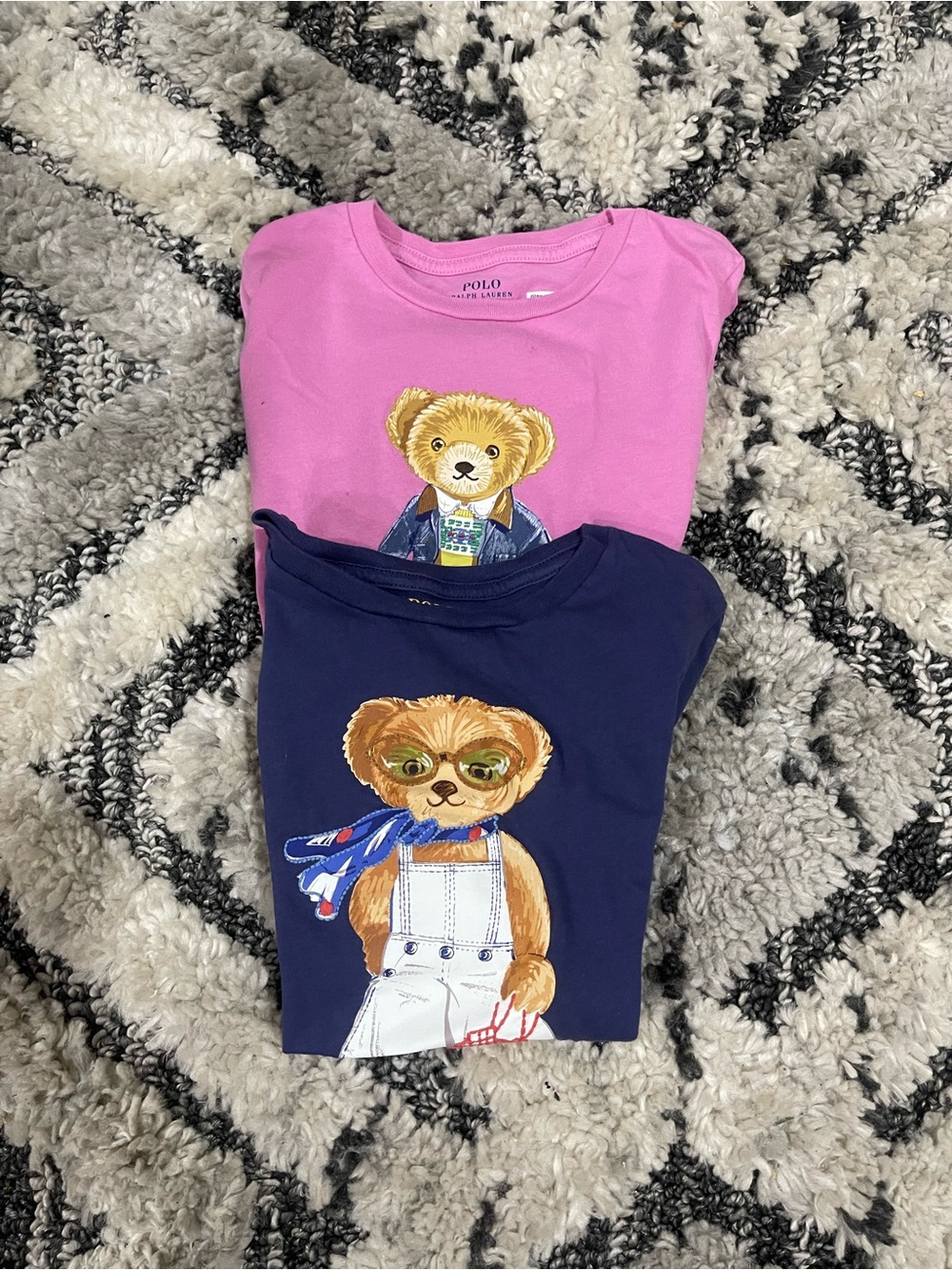 Bundle 2 Polo by Ralph Lauren Girls' Bear Graphic Tops - Pink & Navy